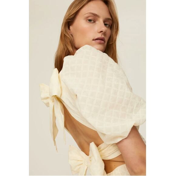 Bardot Dress Womens 8 Butter Yellow Gingham Lucy Mini Puff‎ Sleeve Cotton - Picture 5 of 15